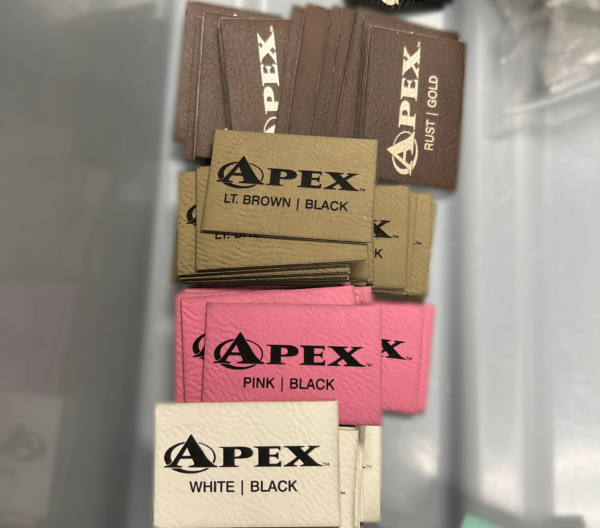 Faux leather patch color options for custom hat and apparel logos