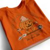 Orange cotton t-shirt with Halloween fashion ink transfer by Apex Transfers