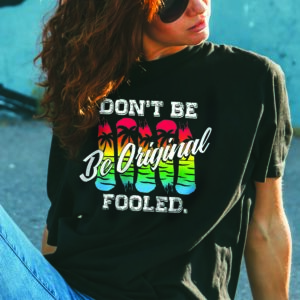 Man wearing black sweatshirt printed with Ultra Ink™ full-color transfer design