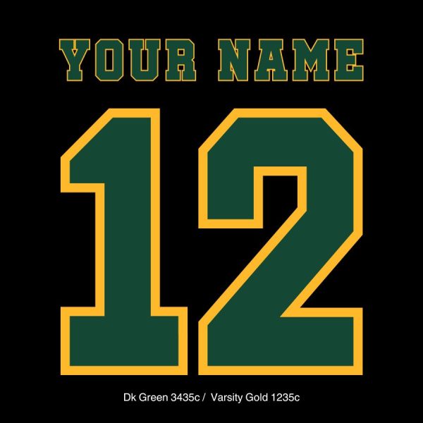 Dk Green Varsity Gold block numbers