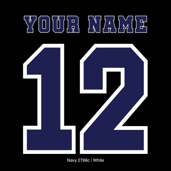 Navy White block numbers